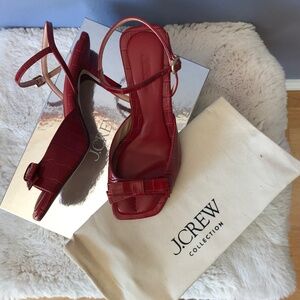 Red leather J Crew sandals size 8.5